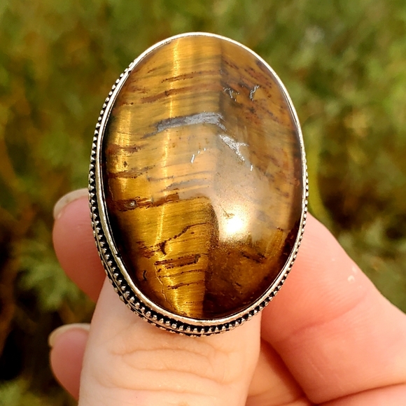 New Amazing Oversized Tiger Eye 925 Silver Ring. - Picture 13 of 16